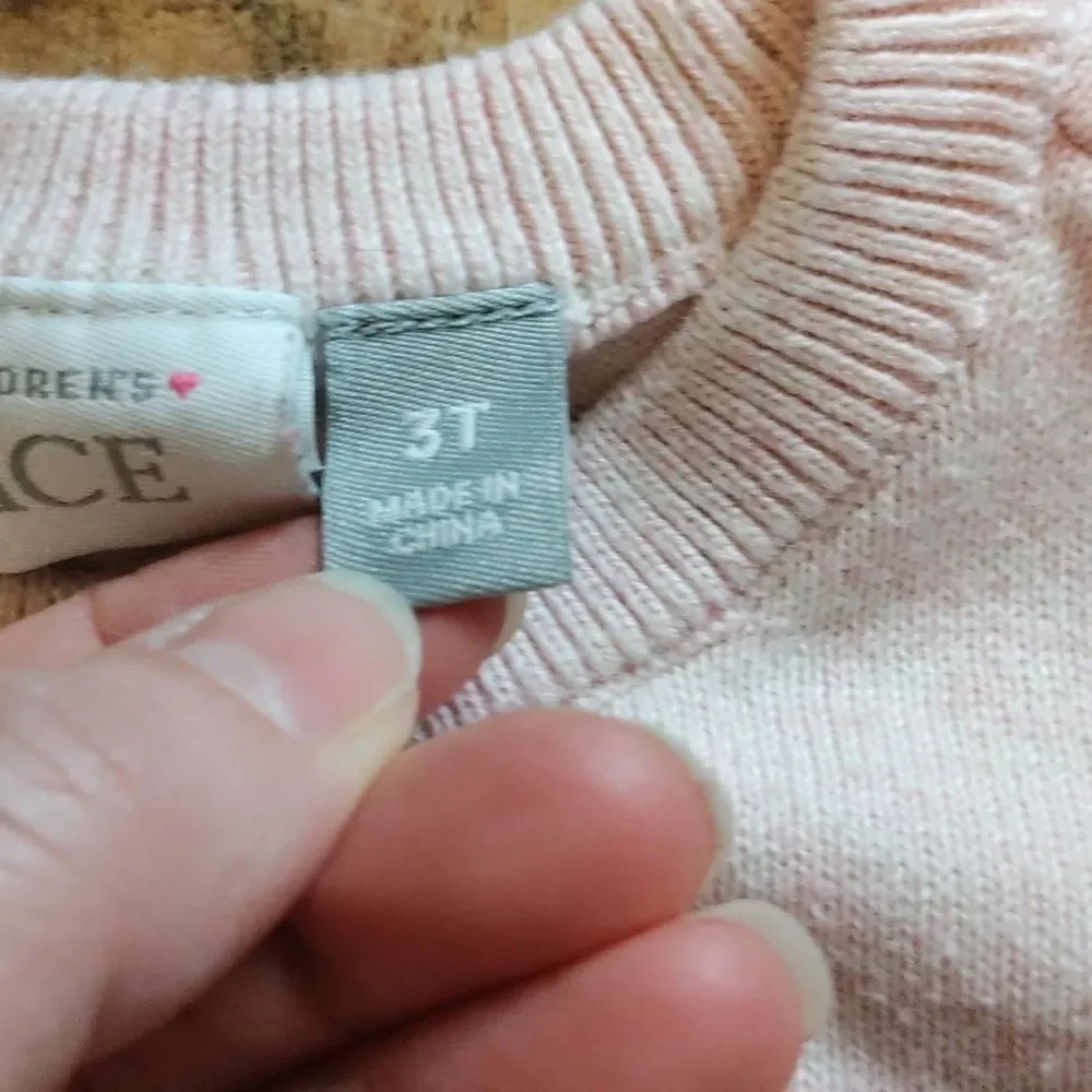 Childrens Place sweater 2T pink applique cotton spring pastel knit